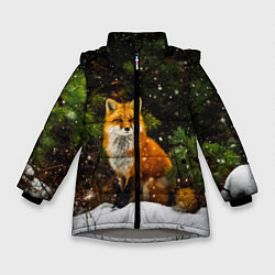 Куртка зимняя для девочки Лиса и снег, цвет: 3D-светло-серый