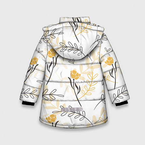 Зимняя куртка для девочки Рисованные Цветы / 3D-Светло-серый – фото 2