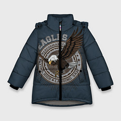 Куртка зимняя для девочки Летящий орёл, цвет: 3D-светло-серый