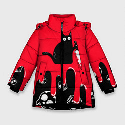 Куртка зимняя для девочки WHAT CAT, цвет: 3D-черный