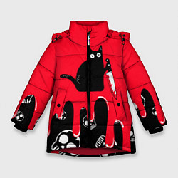 Куртка зимняя для девочки WHAT CAT, цвет: 3D-красный