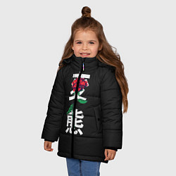 Куртка зимняя для девочки Цветок в иероглифах, цвет: 3D-светло-серый — фото 2
