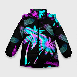 Куртка зимняя для девочки Неоновое лето, цвет: 3D-черный