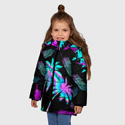 Куртка зимняя для девочки Неоновое лето, цвет: 3D-черный — фото 2