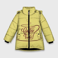 Куртка зимняя для девочки Время пить кофе, цвет: 3D-черный