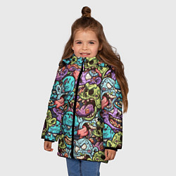 Куртка зимняя для девочки Зомби Паттерн, цвет: 3D-светло-серый — фото 2