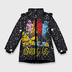 Куртка зимняя для девочки Among Us - Среди Нас, цвет: 3D-черный