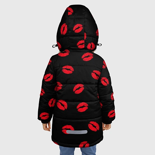 Зимняя куртка для девочки Поцелуи / 3D-Черный – фото 4