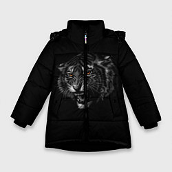 Куртка зимняя для девочки Тигр, цвет: 3D-черный