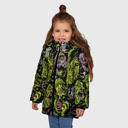 Куртка зимняя для девочки Хеллоуин зомби, цвет: 3D-черный — фото 2