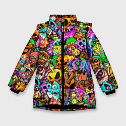 Куртка зимняя для девочки STANDOFF 2 STICKERS, цвет: 3D-черный
