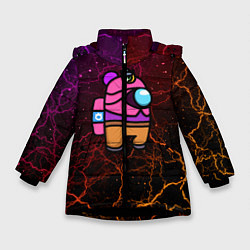 Куртка зимняя для девочки Among Us x Brawl Stars, цвет: 3D-черный