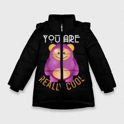Куртка зимняя для девочки Реально крутой, цвет: 3D-черный