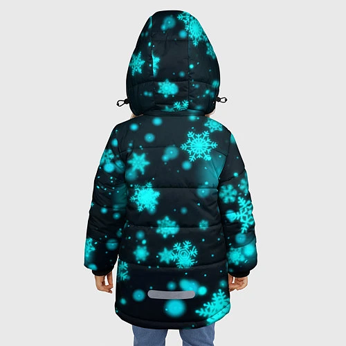 Зимняя куртка для девочки Новогодний пингвин / 3D-Черный – фото 4