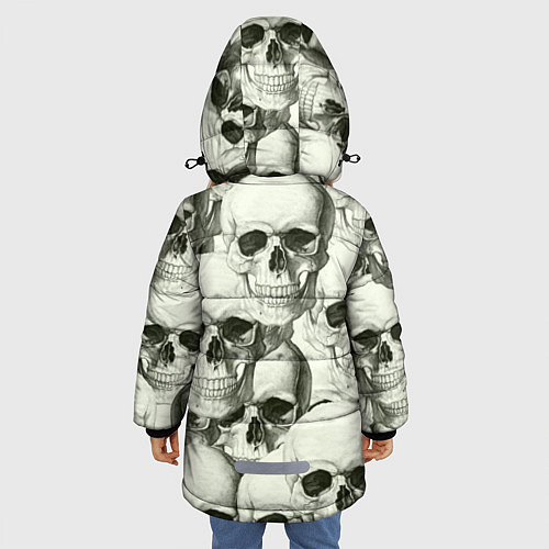 Зимняя куртка для девочки Черепа 4 вариант / 3D-Черный – фото 4