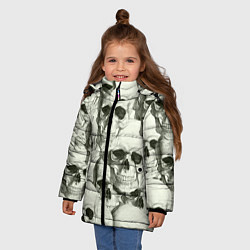 Куртка зимняя для девочки Черепа 4 вариант, цвет: 3D-черный — фото 2