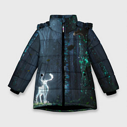 Куртка зимняя для девочки Олень, цвет: 3D-черный