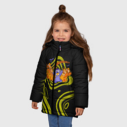 Куртка зимняя для девочки Много Стичей, цвет: 3D-черный — фото 2
