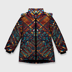 Куртка зимняя для девочки Абстрактная мозаика, цвет: 3D-черный