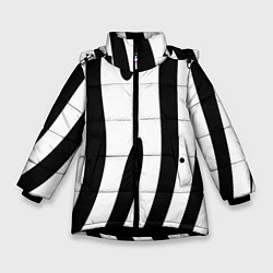 Куртка зимняя для девочки ЧБ, цвет: 3D-черный