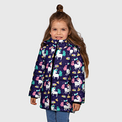 Куртка зимняя для девочки Unicorn pattern, цвет: 3D-черный — фото 2