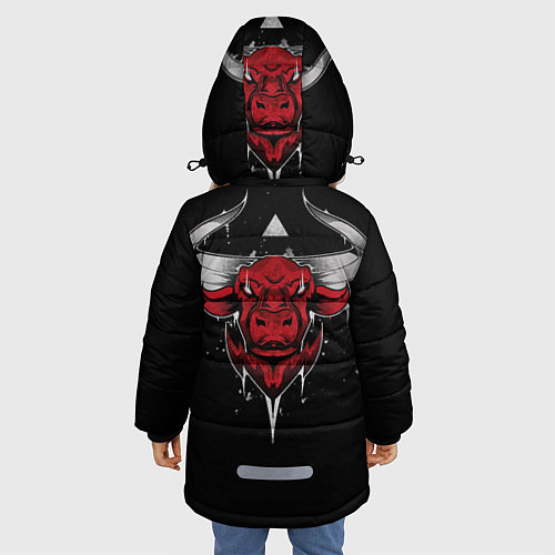 Зимняя куртка для девочки Красный бык / 3D-Черный – фото 4