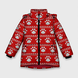 Куртка зимняя для девочки Вязанные лапки, цвет: 3D-красный