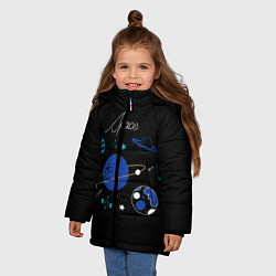 Куртка зимняя для девочки Космос, цвет: 3D-черный — фото 2
