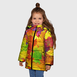 Куртка зимняя для девочки Осенние листья, цвет: 3D-светло-серый — фото 2
