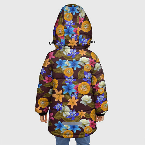 Зимняя куртка для девочки Exotic Flowers / 3D-Черный – фото 4