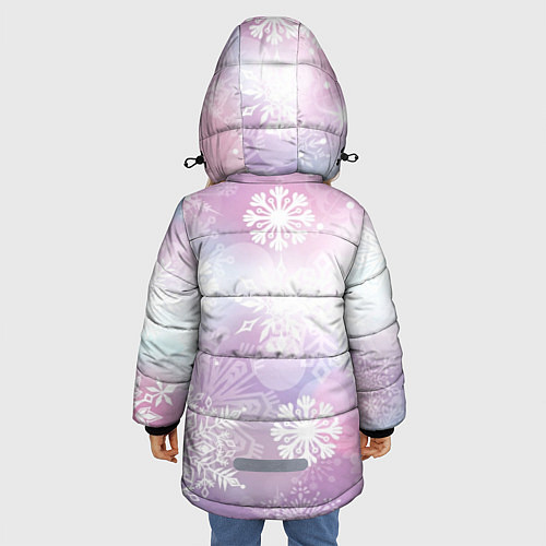 Зимняя куртка для девочки Снежинки / 3D-Черный – фото 4
