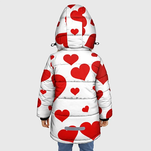 Зимняя куртка для девочки Сердечки / 3D-Черный – фото 4