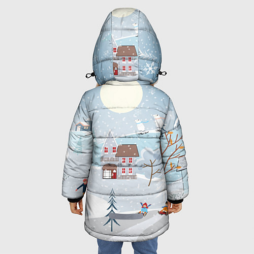 Зимняя куртка для девочки Зимний дворик / 3D-Черный – фото 4