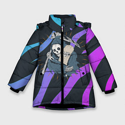Куртка зимняя для девочки Skate or die art, цвет: 3D-черный