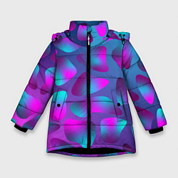 Куртка зимняя для девочки Неоновые капли, цвет: 3D-черный