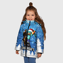 Куртка зимняя для девочки Новогодний Манкрафт на коне, цвет: 3D-черный — фото 2