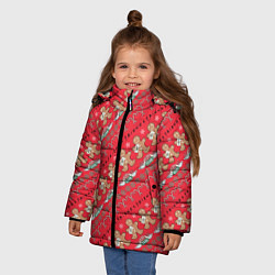 Куртка зимняя для девочки Friends Новогодний с пряниками, цвет: 3D-светло-серый — фото 2