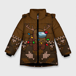 Куртка зимняя для девочки Among Us Merry Christmas Z, цвет: 3D-черный