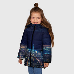 Куртка зимняя для девочки Ночной город, цвет: 3D-черный — фото 2