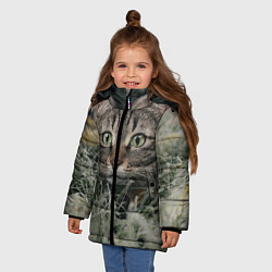 Куртка зимняя для девочки Кошка, цвет: 3D-светло-серый — фото 2