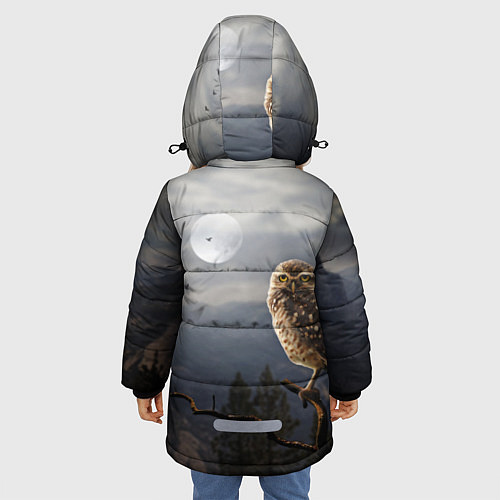 Зимняя куртка для девочки Сова / 3D-Черный – фото 4