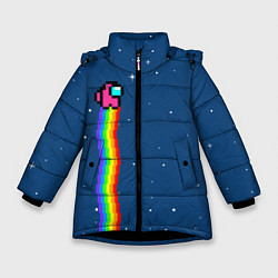 Куртка зимняя для девочки AMONG US - NYAN CREWMATE, цвет: 3D-черный