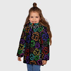 Куртка зимняя для девочки AMONG US NEON, цвет: 3D-черный — фото 2