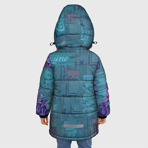 Зимняя куртка для девочки Cyberpunk 2077 / 3D-Черный – фото 4
