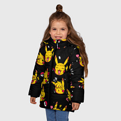 Куртка зимняя для девочки Пикачу Эмоции, цвет: 3D-черный — фото 2