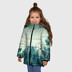 Куртка зимняя для девочки Акварельный лес градиент, цвет: 3D-светло-серый — фото 2