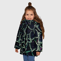 Куртка зимняя для девочки Зеленые кусты, цвет: 3D-черный — фото 2