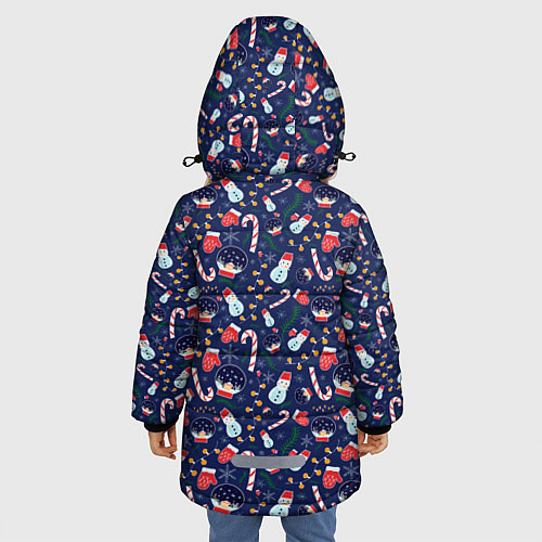 Зимняя куртка для девочки Новый Год / 3D-Черный – фото 4