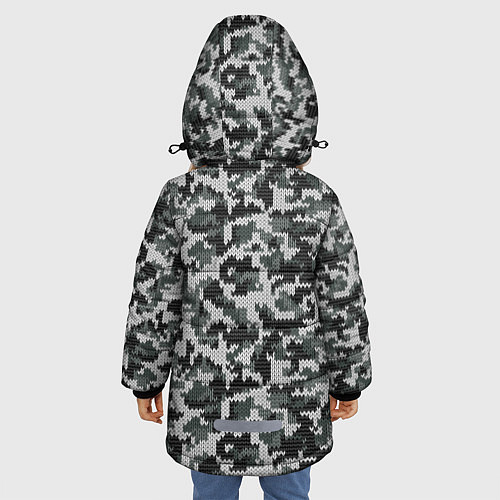 Зимняя куртка для девочки Вязанный камуфляж / 3D-Черный – фото 4