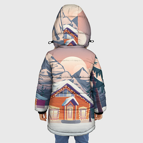 Зимняя куртка для девочки Летящий бык 2021 / 3D-Черный – фото 4